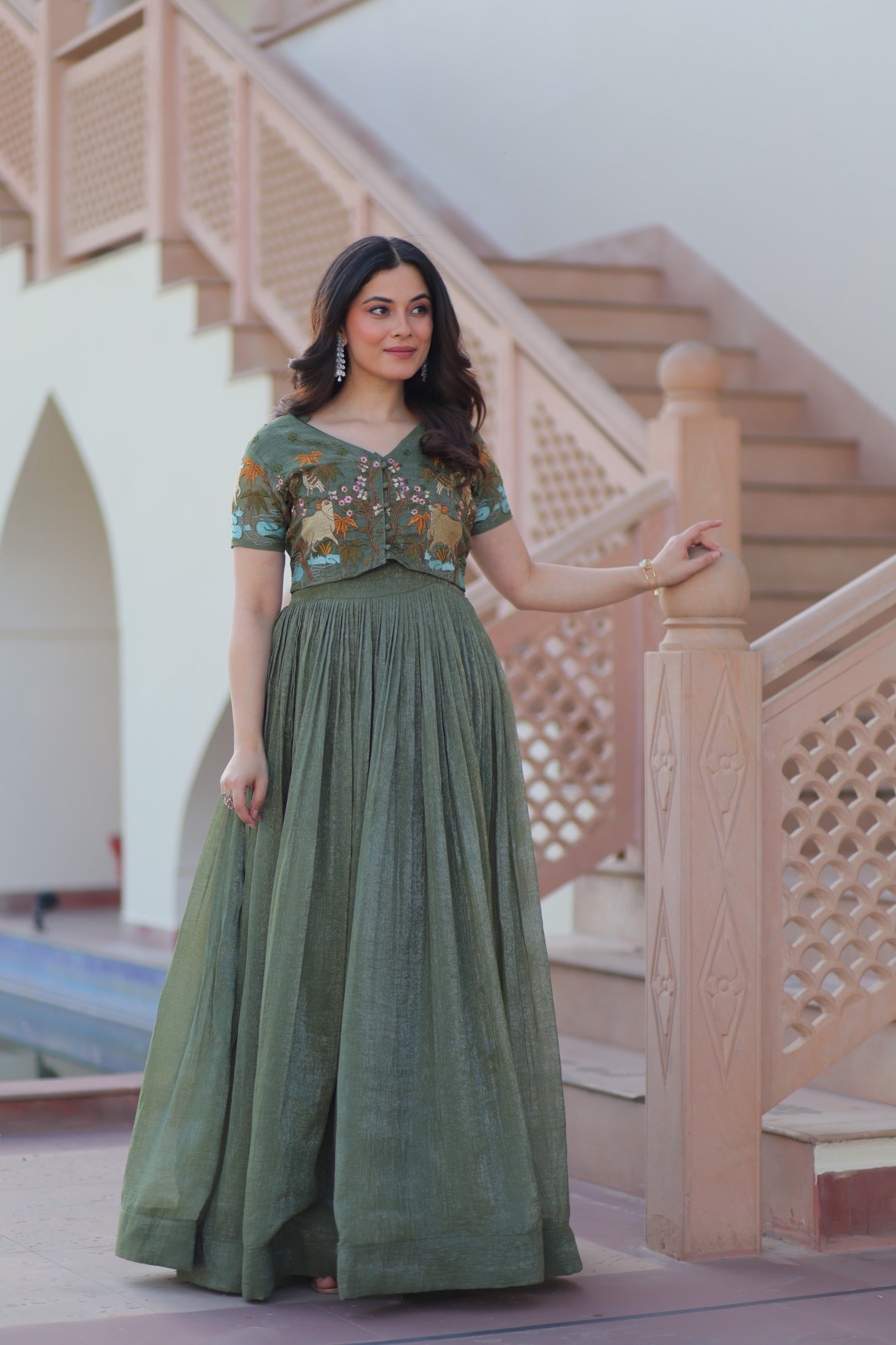 ROSE GOLD & GREEN DESIGNER KOTI-GOWN COLLECTION
