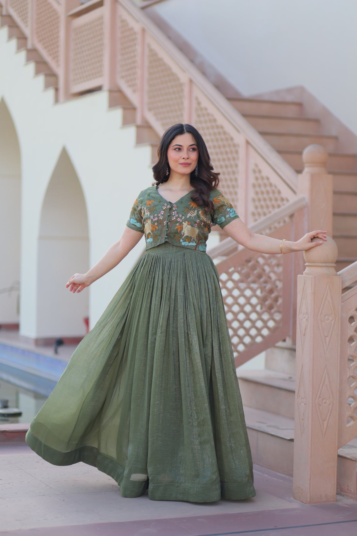 ROSE GOLD & GREEN DESIGNER KOTI-GOWN COLLECTION