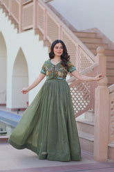 ROSE GOLD & GREEN DESIGNER KOTI-GOWN COLLECTION