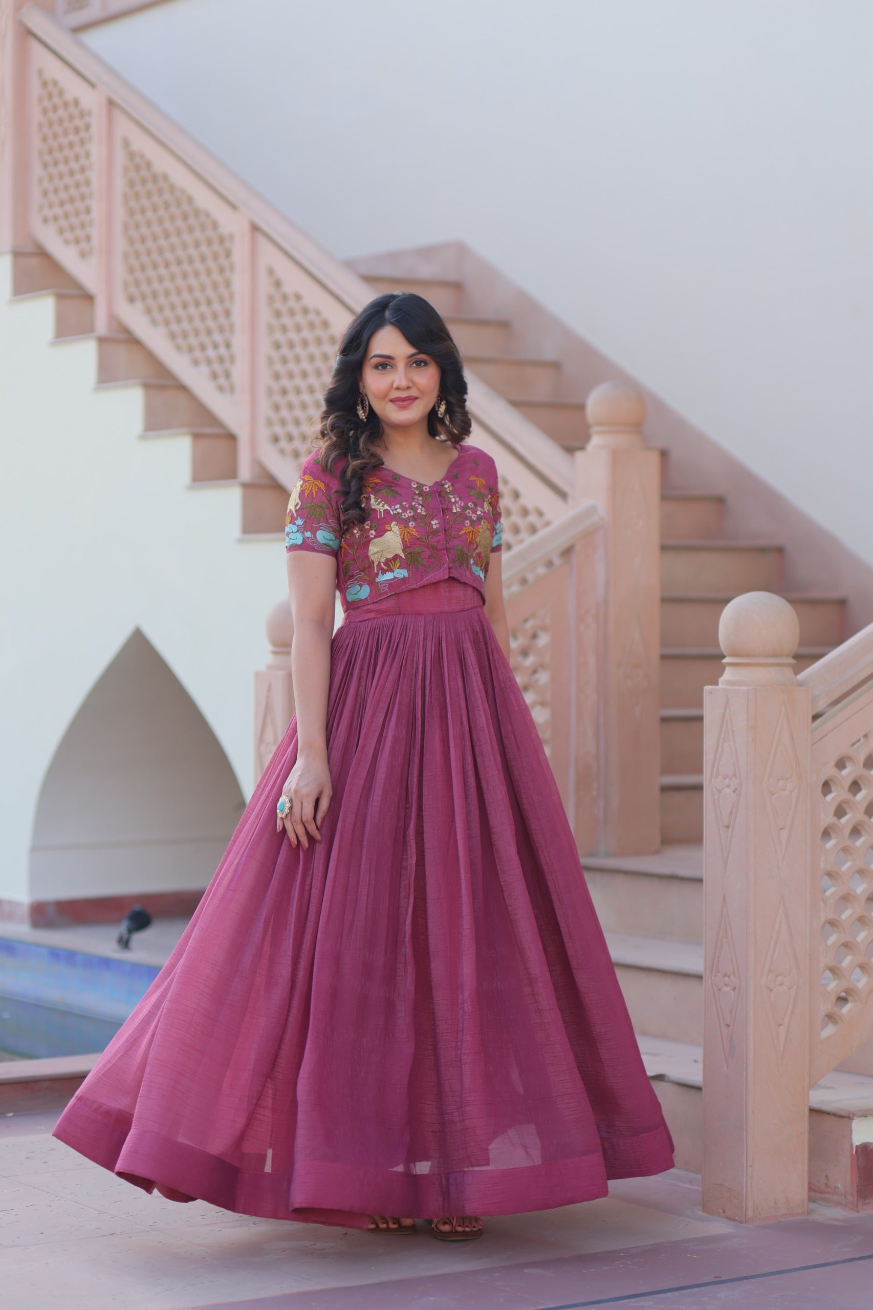 ROSE GOLD & GREEN DESIGNER KOTI-GOWN COLLECTION