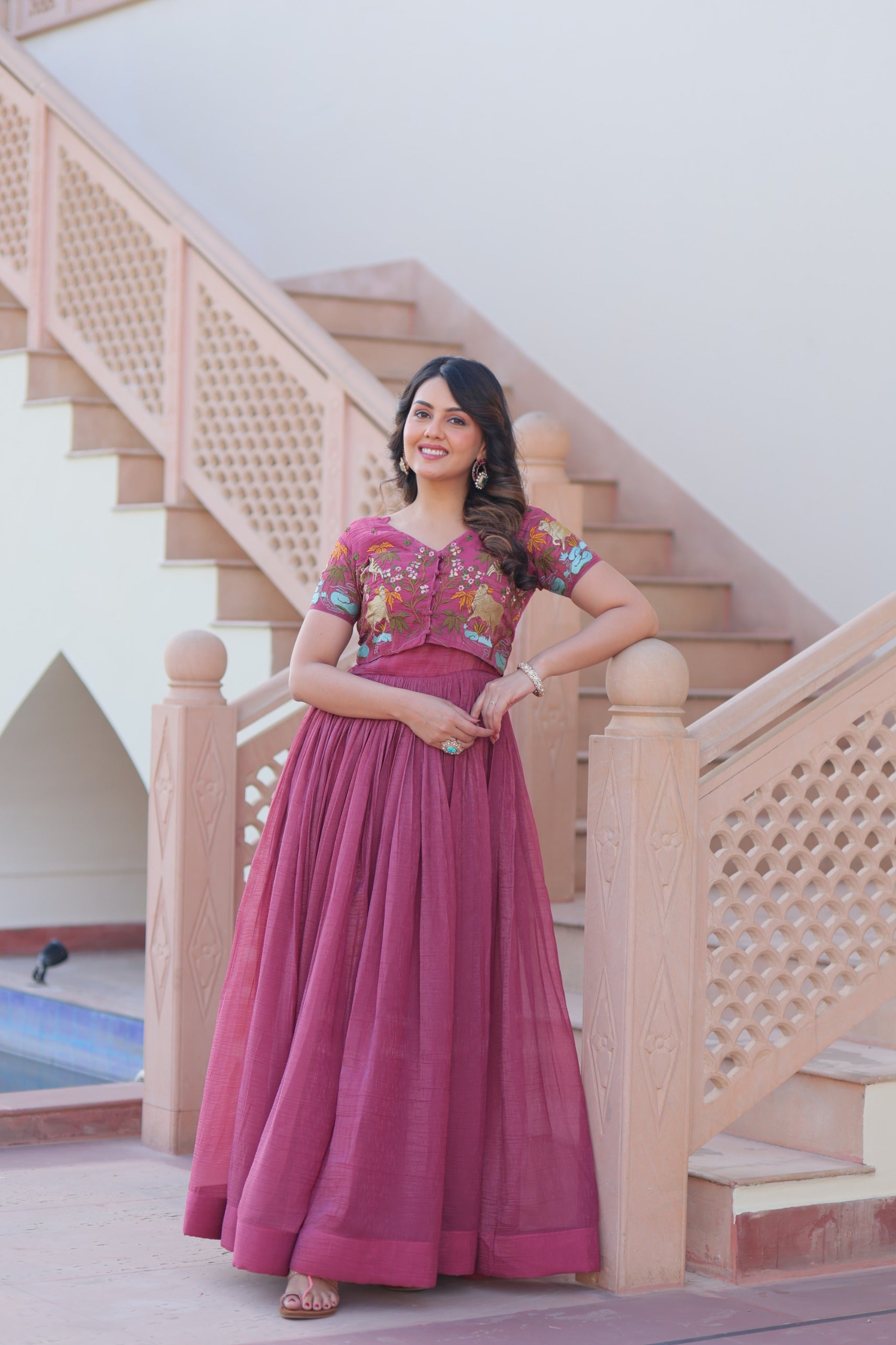 ROSE GOLD & GREEN DESIGNER KOTI-GOWN COLLECTION