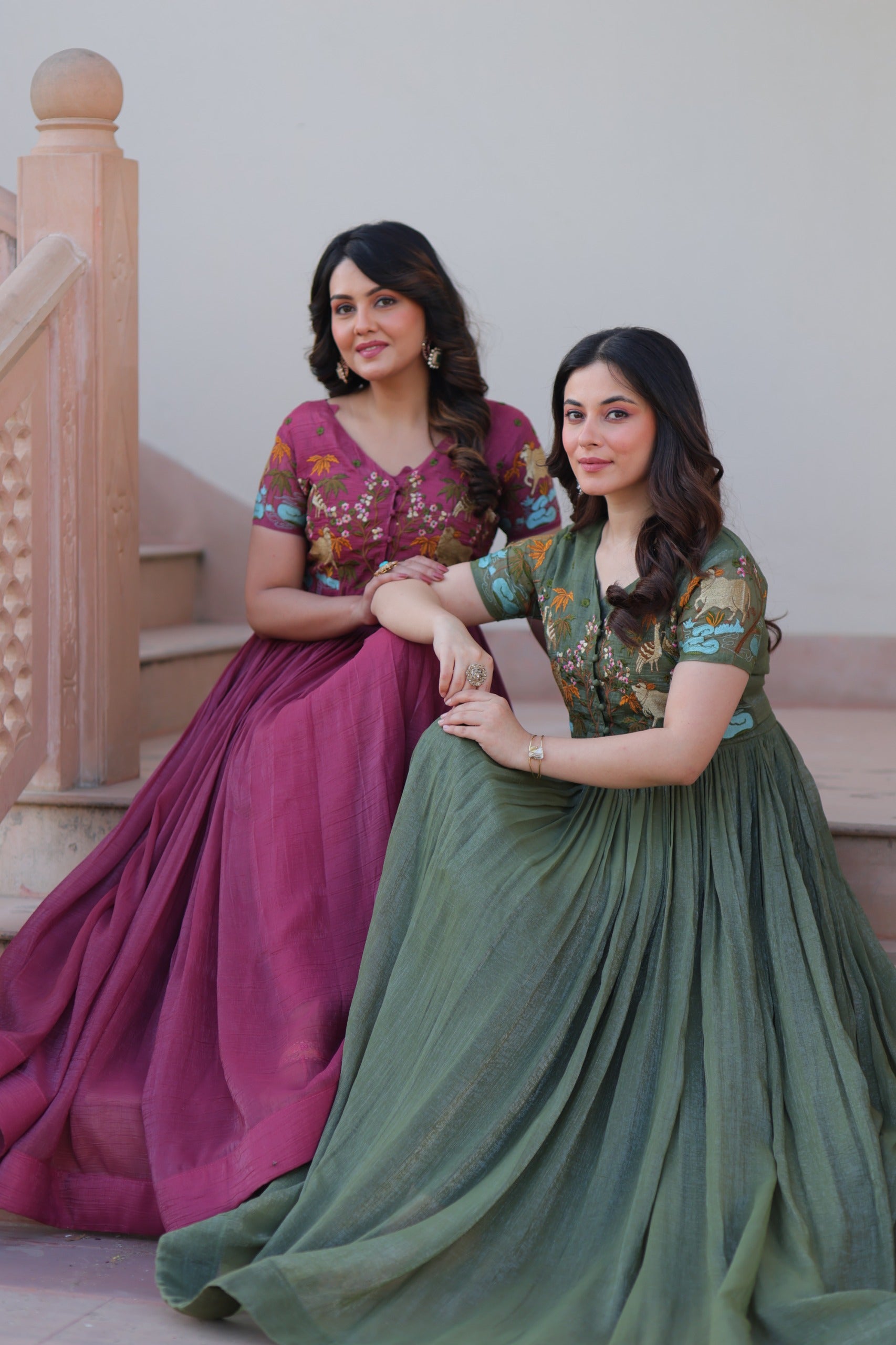 ROSE GOLD & GREEN DESIGNER KOTI-GOWN COLLECTION