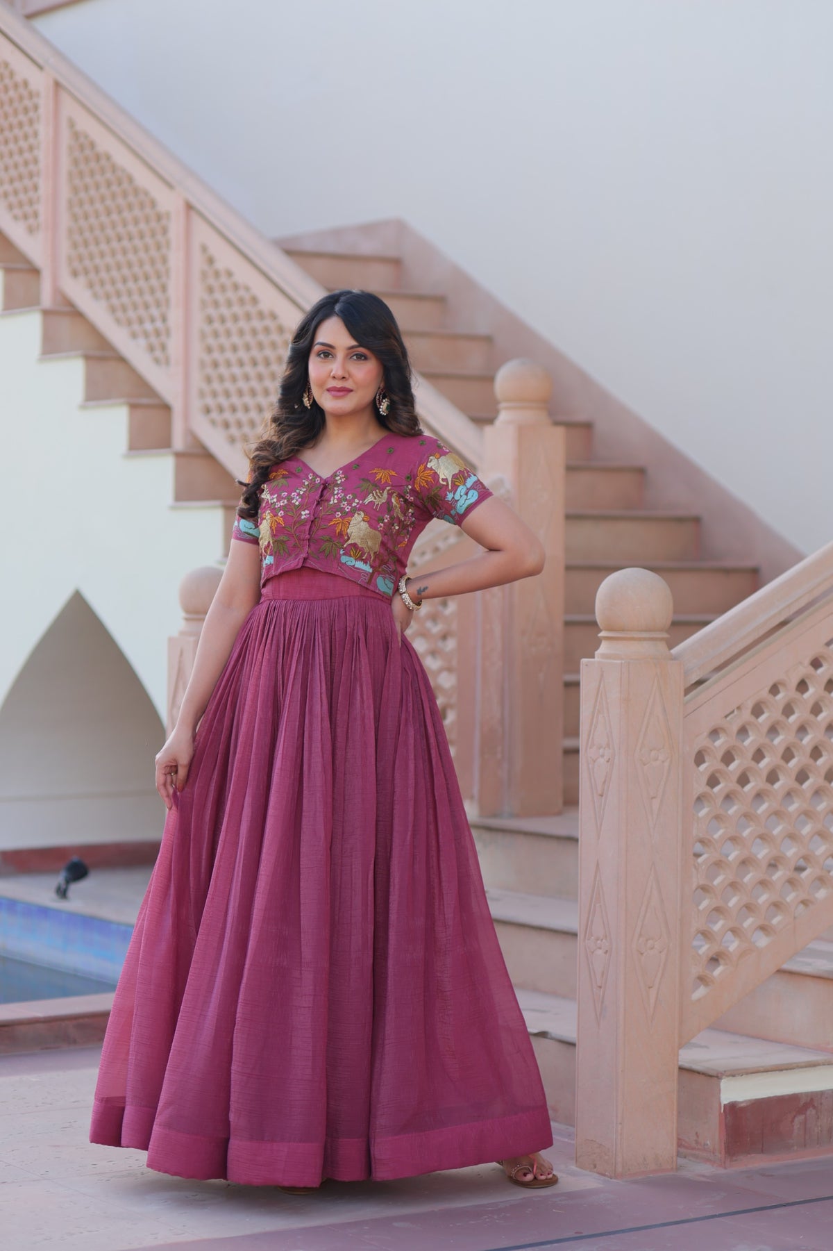 ROSE GOLD & GREEN DESIGNER KOTI-GOWN COLLECTION