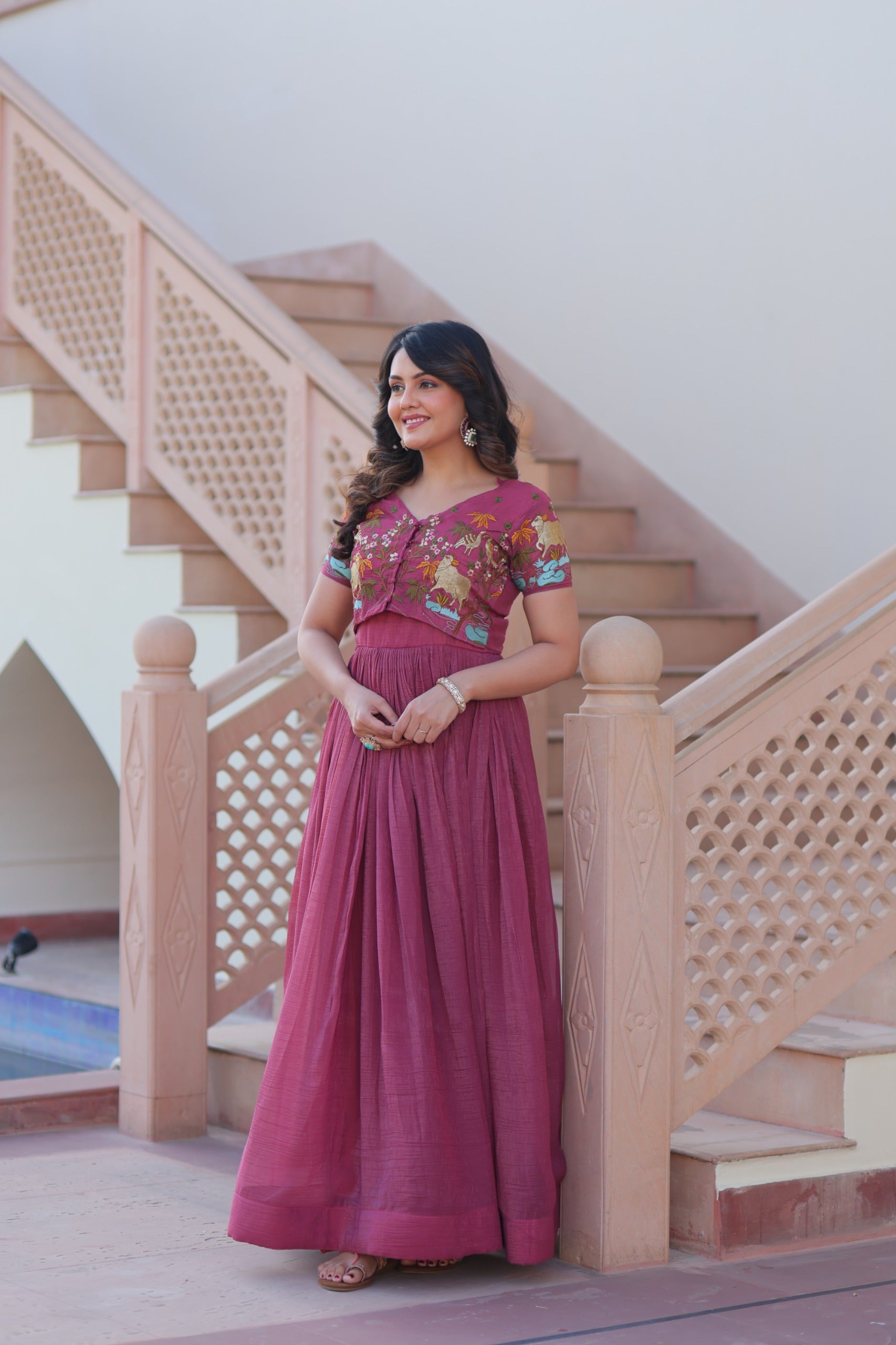 ROSE GOLD & GREEN DESIGNER KOTI-GOWN COLLECTION