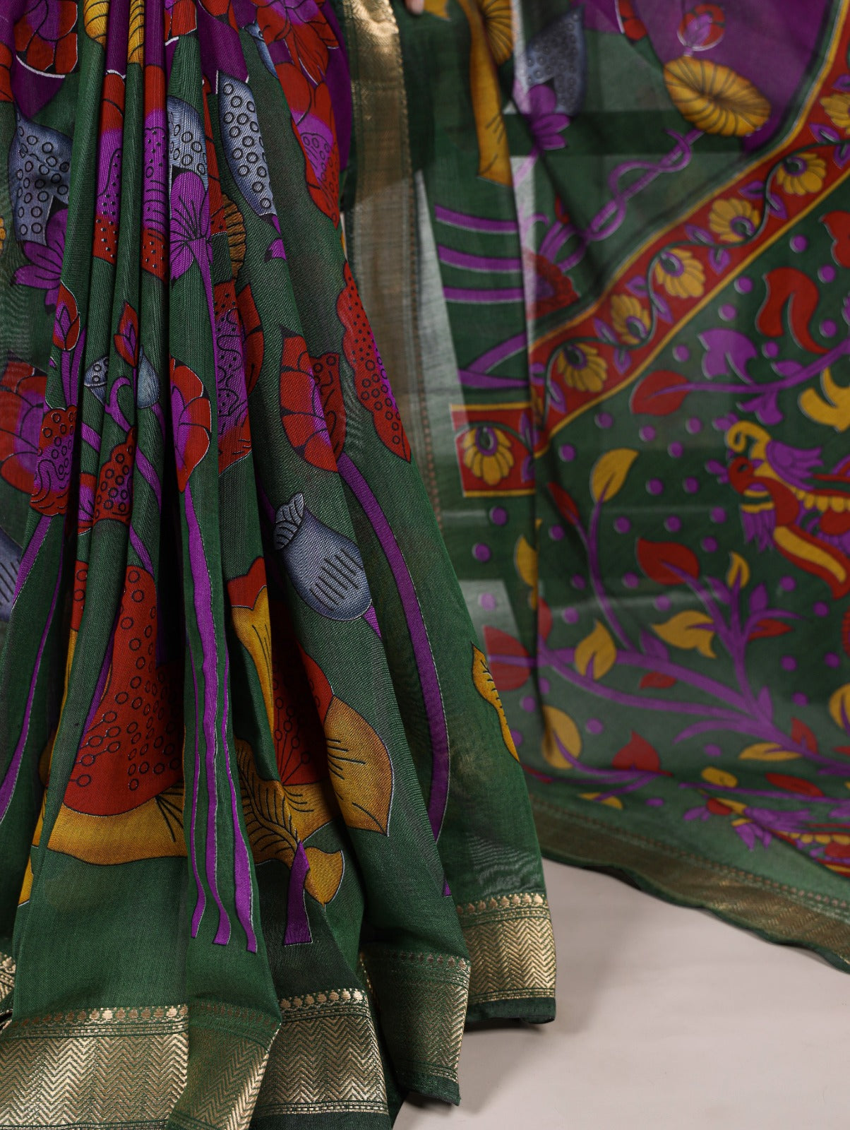 NATURE INSPIRED ELEGANCE  PRINTED CHANDERI SAREE