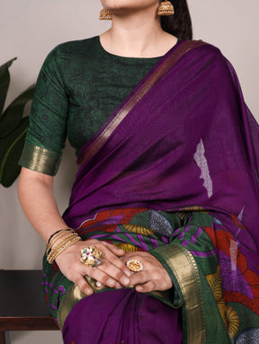 NATURE INSPIRED ELEGANCE  PRINTED CHANDERI SAREE