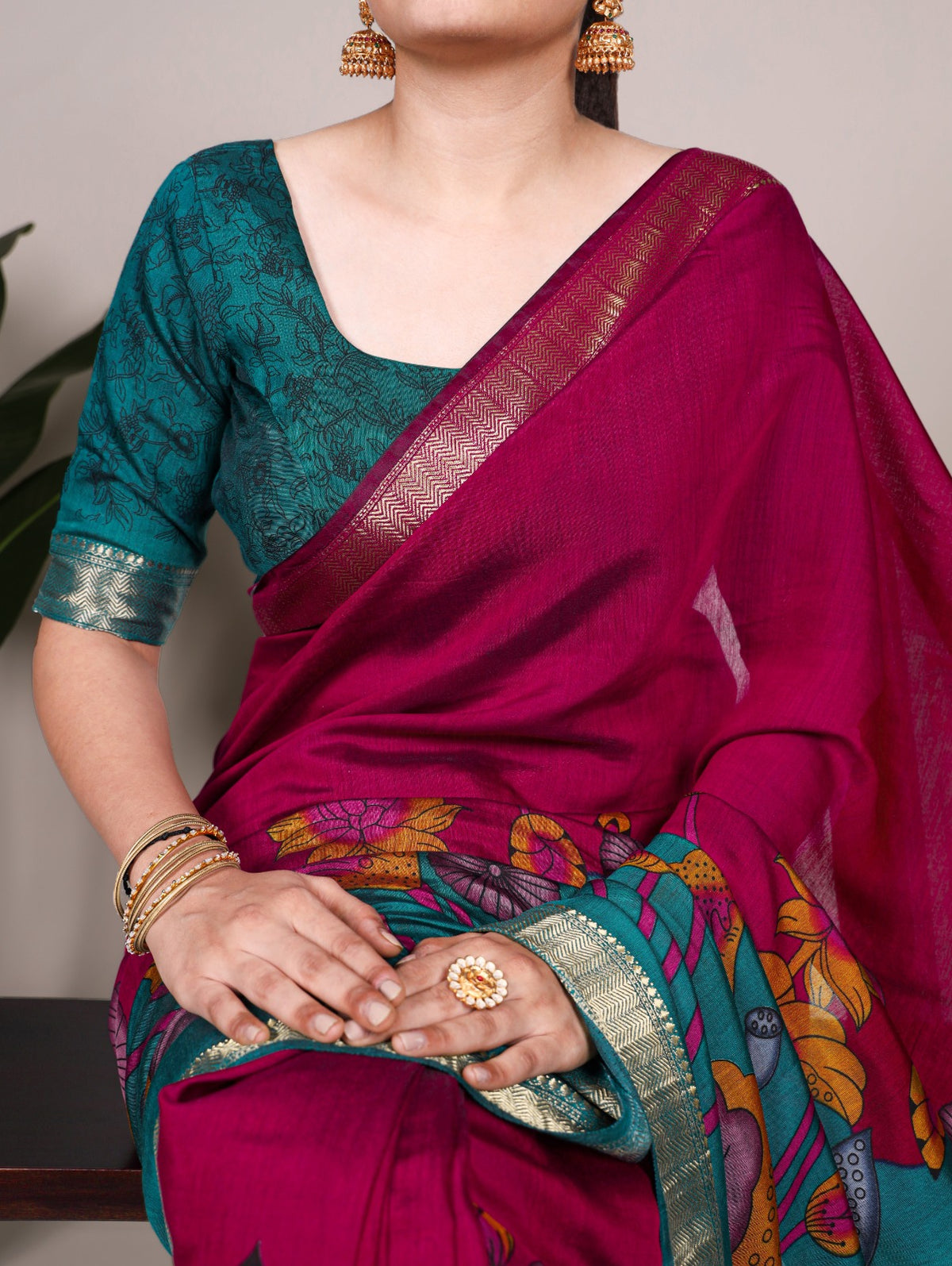 NATURE INSPIRED ELEGANCE  PRINTED CHANDERI SAREE