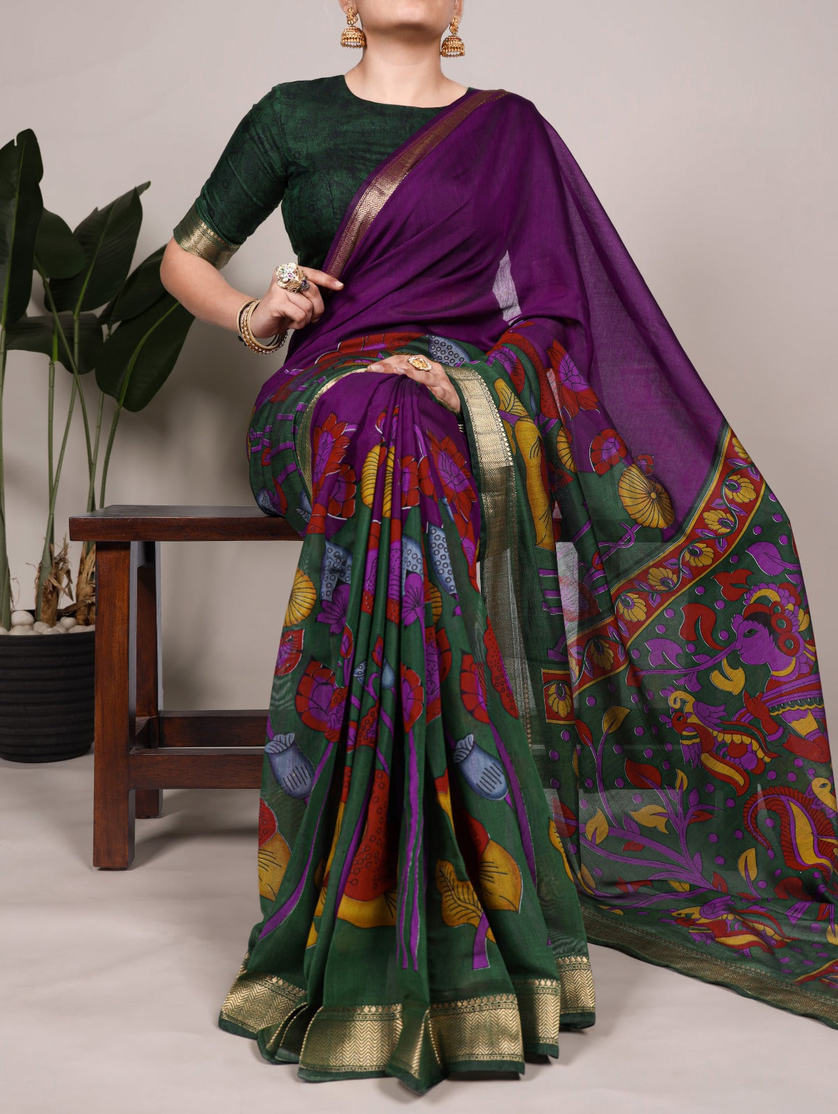 NATURE INSPIRED ELEGANCE  PRINTED CHANDERI SAREE