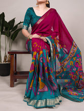 NATURE INSPIRED ELEGANCE  PRINTED CHANDERI SAREE