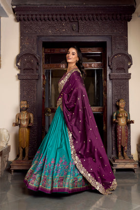 Tussar Silk Elegance Vichitra Silk Embroidery Lehenga