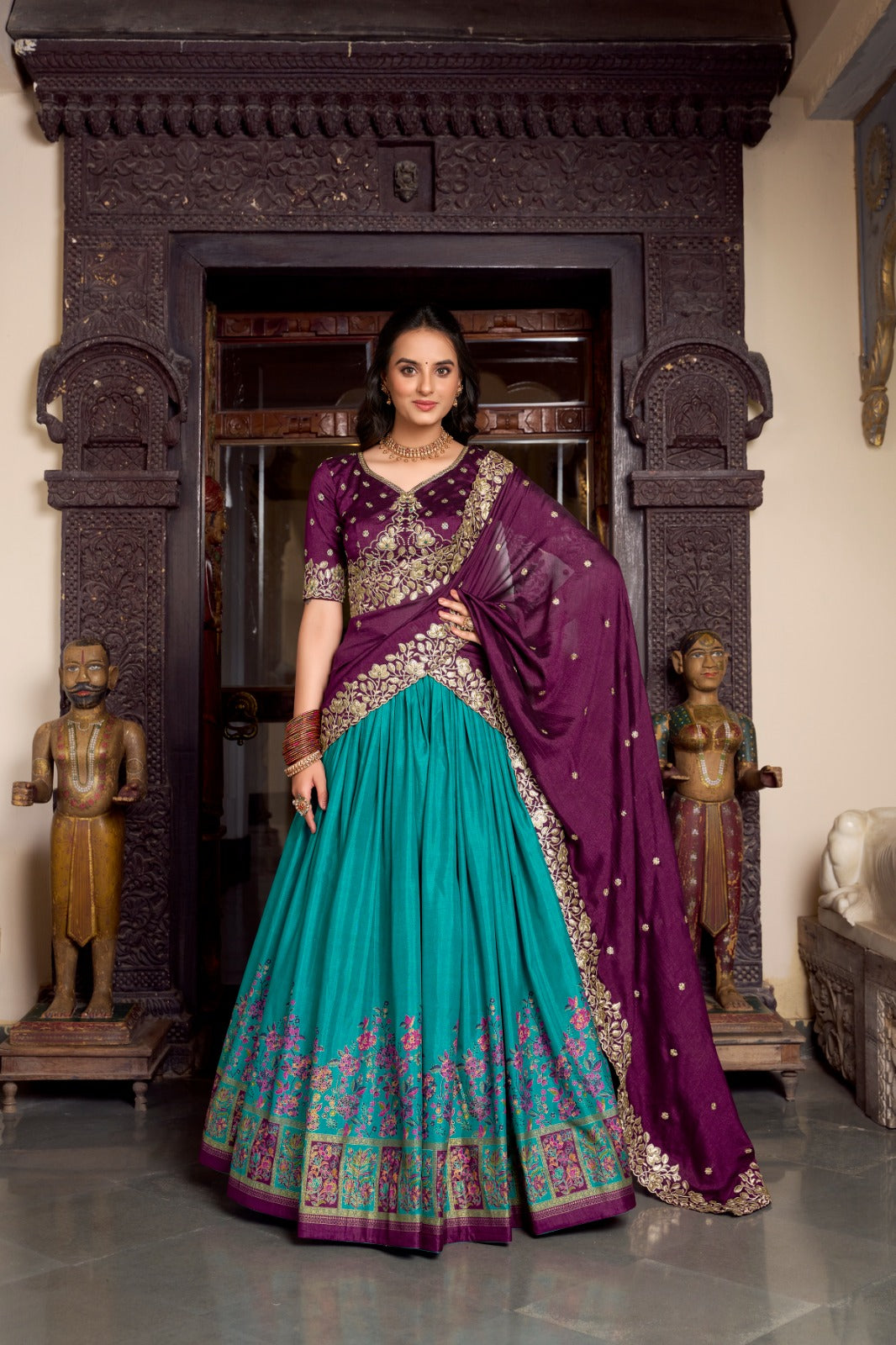 Tussar Silk Elegance Vichitra Silk Embroidery Lehenga