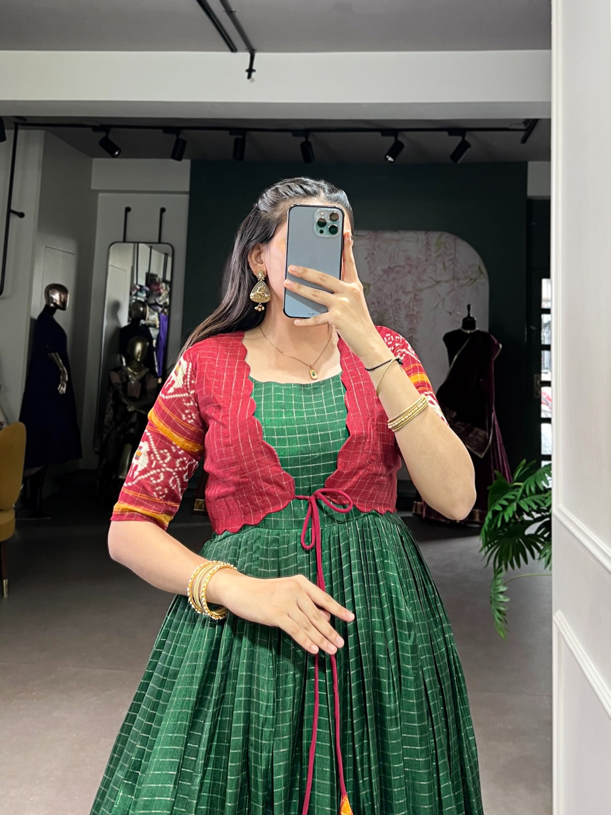 PATOLA PRINT GOWN WITH KOTI FOR GARBA