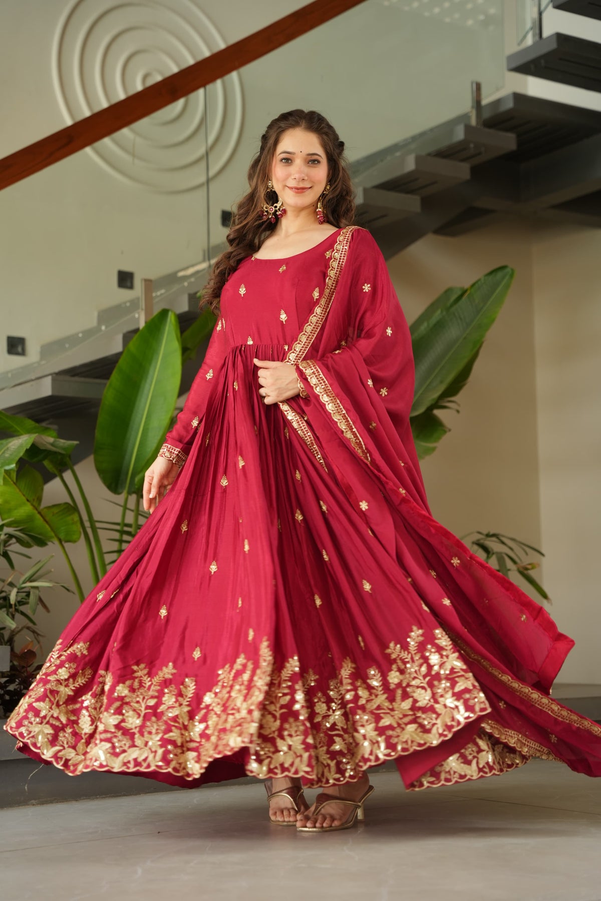 READY TO WEAR CHINNON DESIGNER GOWN WITH DUPATTA