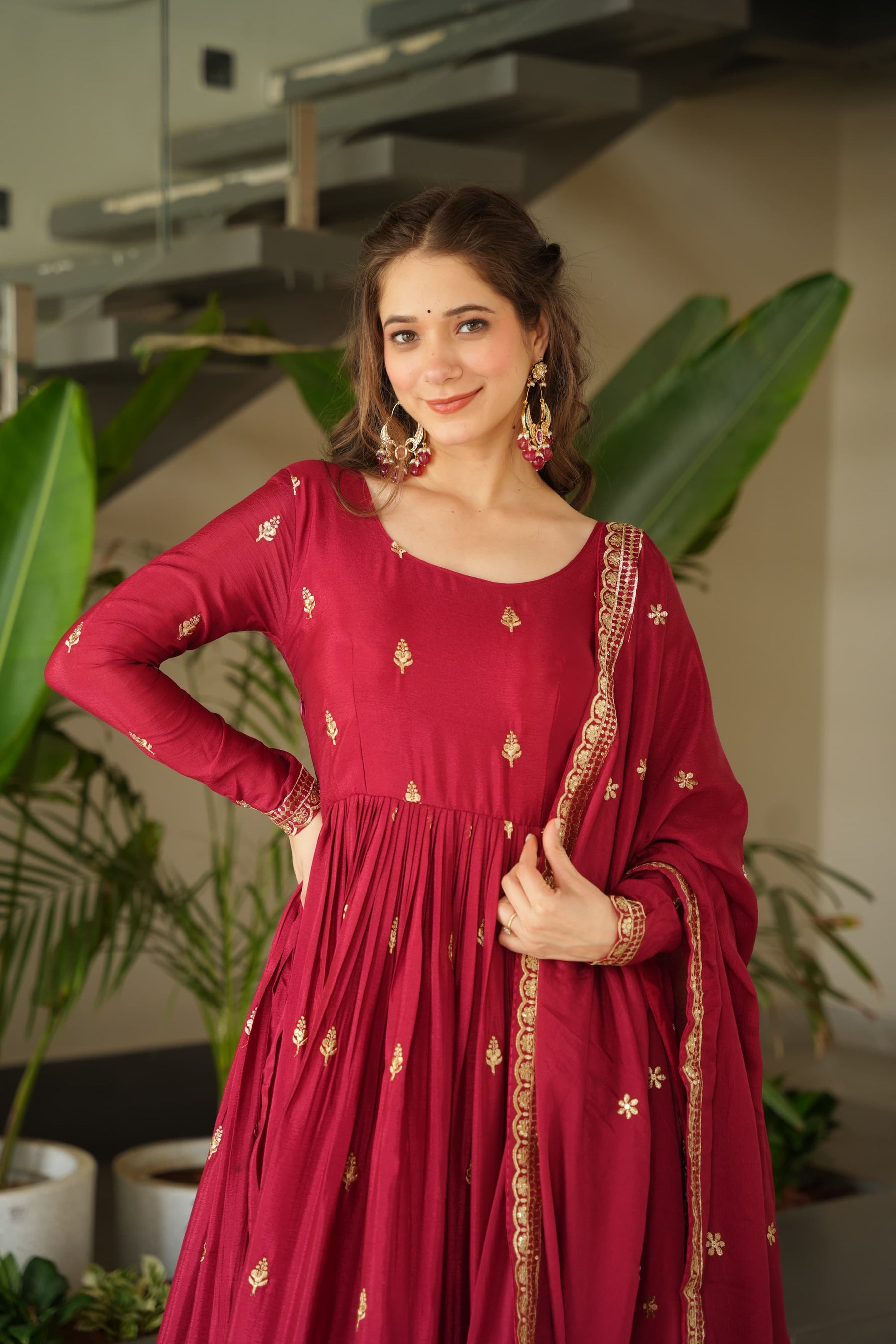 READY TO WEAR CHINNON DESIGNER GOWN WITH DUPATTA