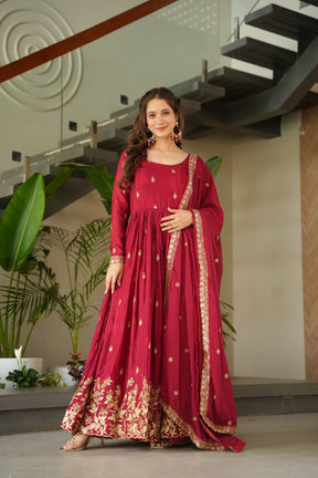 READY TO WEAR CHINNON DESIGNER GOWN WITH DUPATTA