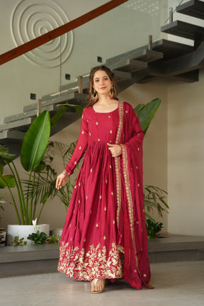 READY TO WEAR CHINNON DESIGNER GOWN WITH DUPATTA