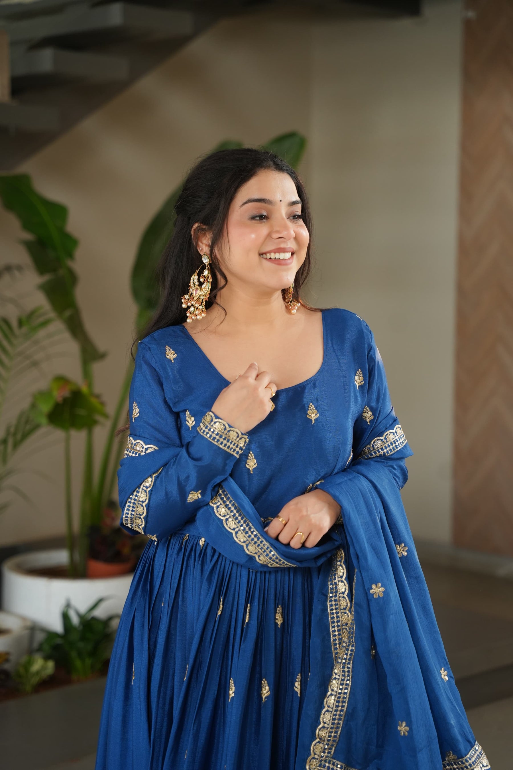 READY TO WEAR CHINNON DESIGNER GOWN WITH DUPATTA