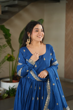 READY TO WEAR CHINNON DESIGNER GOWN WITH DUPATTA