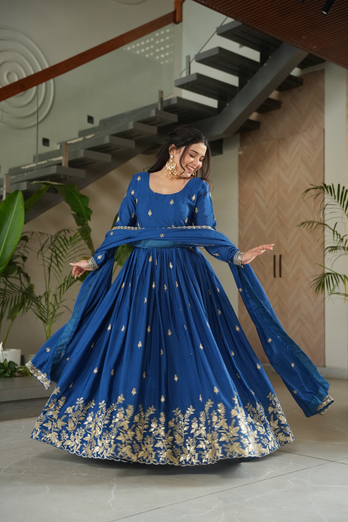 READY TO WEAR CHINNON DESIGNER GOWN WITH DUPATTA