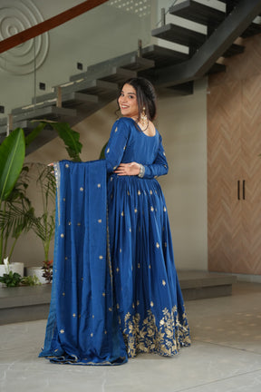 READY TO WEAR CHINNON DESIGNER GOWN WITH DUPATTA