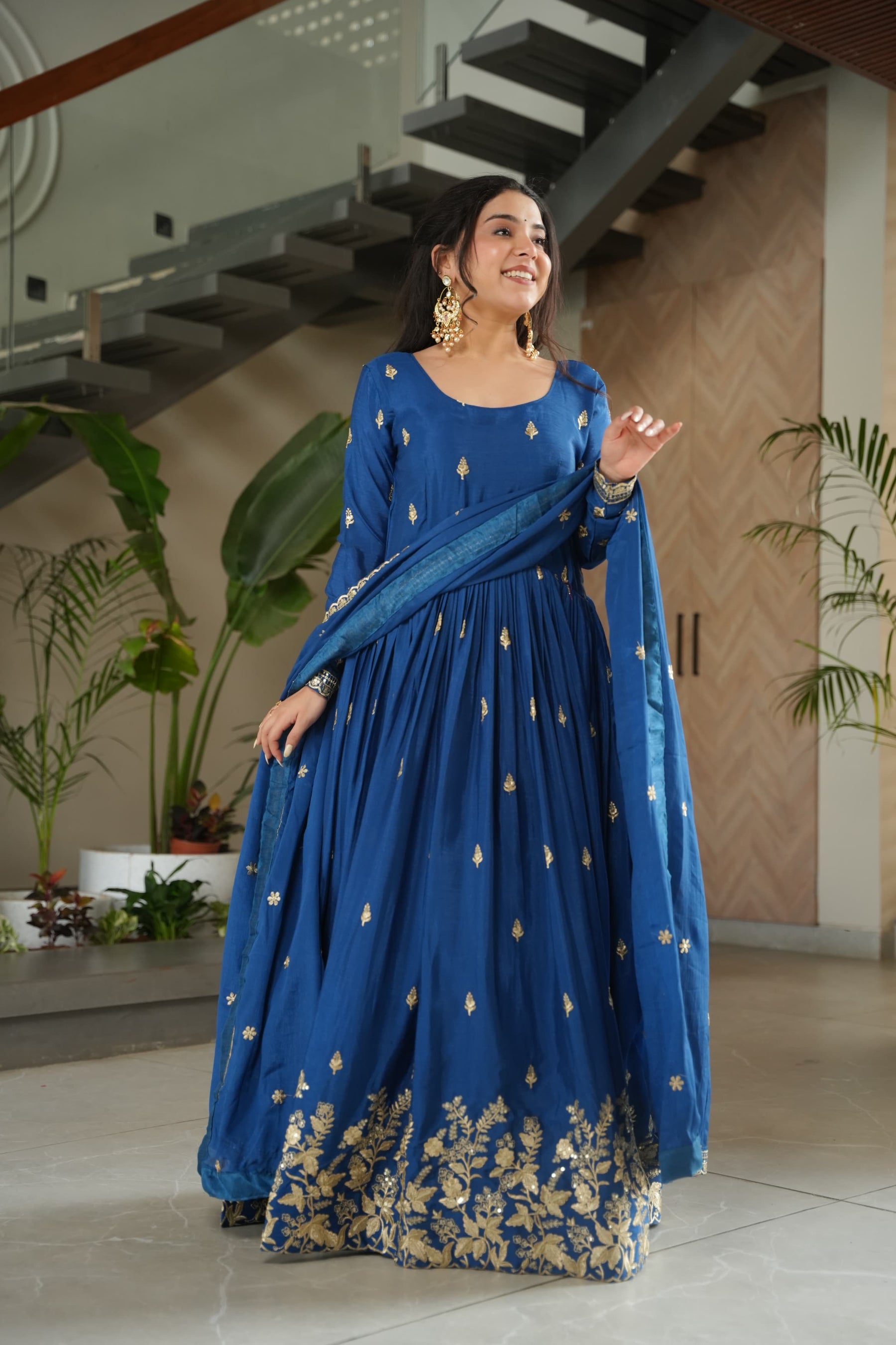 READY TO WEAR CHINNON DESIGNER GOWN WITH DUPATTA