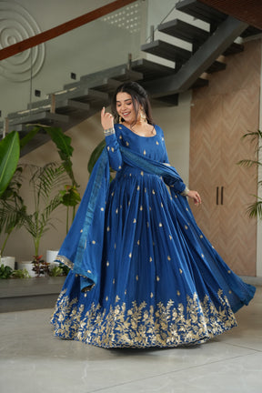 READY TO WEAR CHINNON DESIGNER GOWN WITH DUPATTA