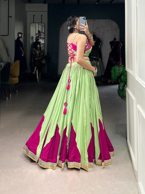 GLAM WITH GREEN RAYON MIRROR WORK LEHENGA