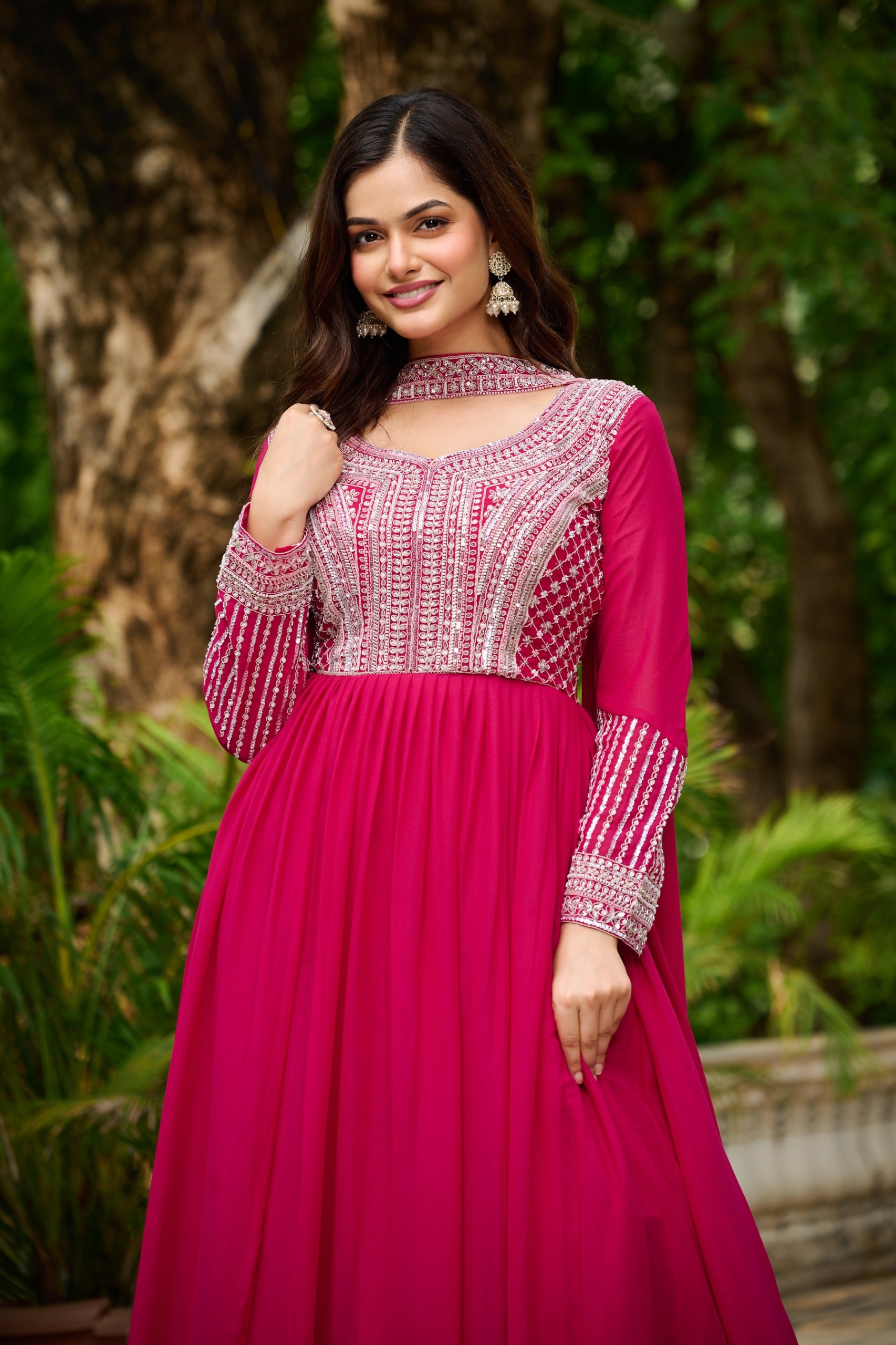 LUXURIOUS STAR GEORGETTE DESIGNER GOWN WITH DUPATTA