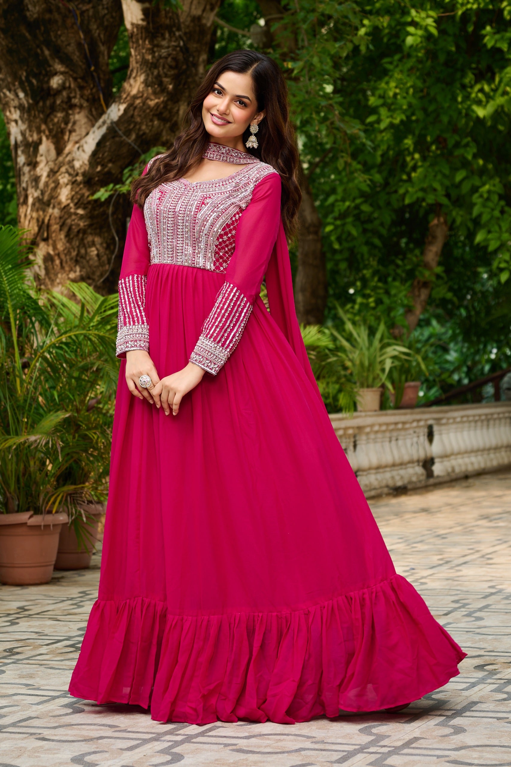 LUXURIOUS STAR GEORGETTE DESIGNER GOWN WITH DUPATTA