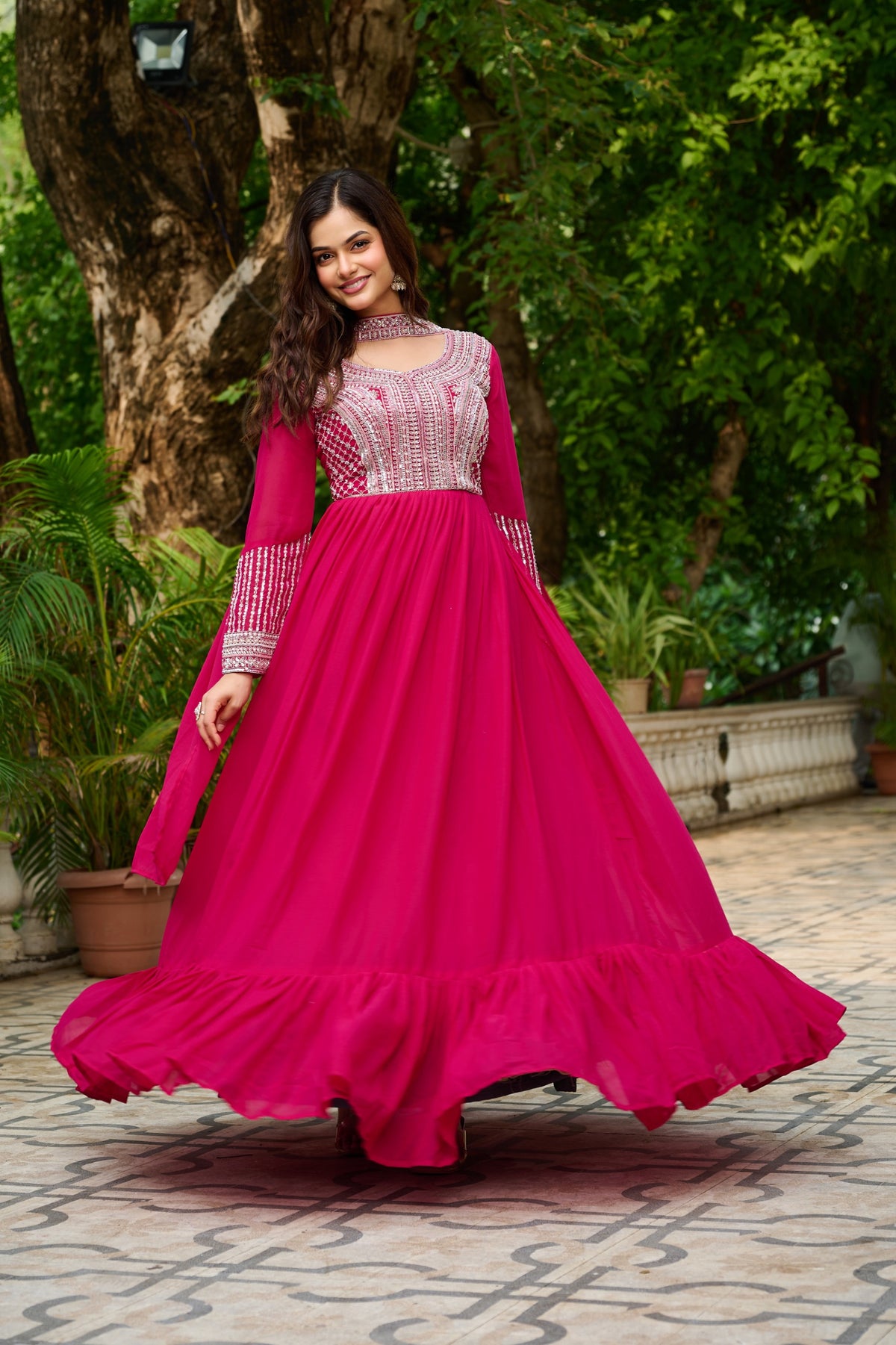 LUXURIOUS STAR GEORGETTE DESIGNER GOWN WITH DUPATTA