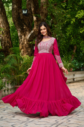 LUXURIOUS STAR GEORGETTE DESIGNER GOWN WITH DUPATTA