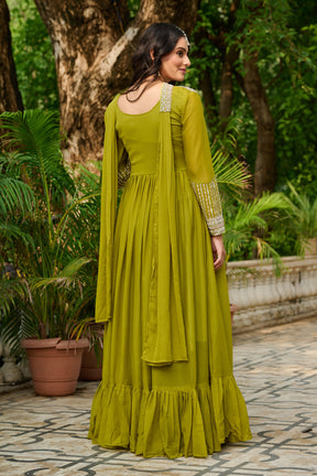 LUXURIOUS STAR GEORGETTE DESIGNER GOWN WITH DUPATTA