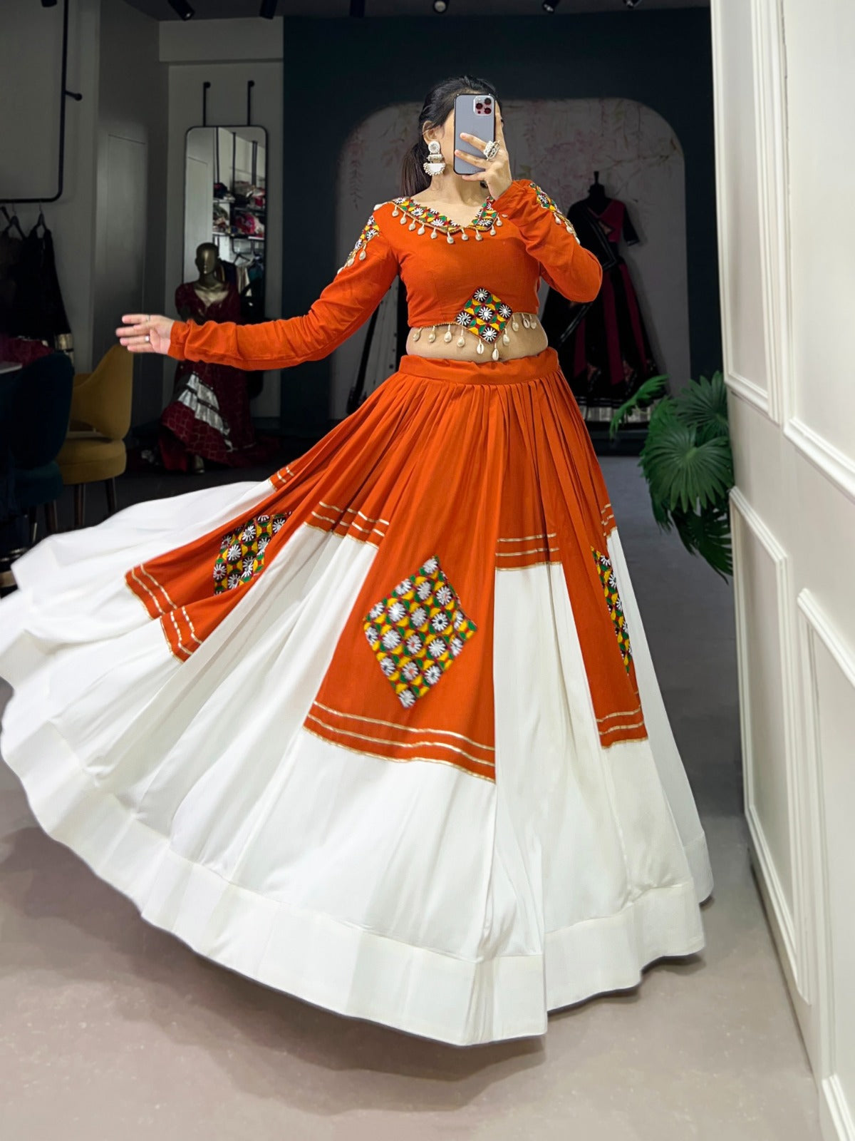 TRADITIONAL GAMTHI LEHENGA CHOLI FOR GARBA