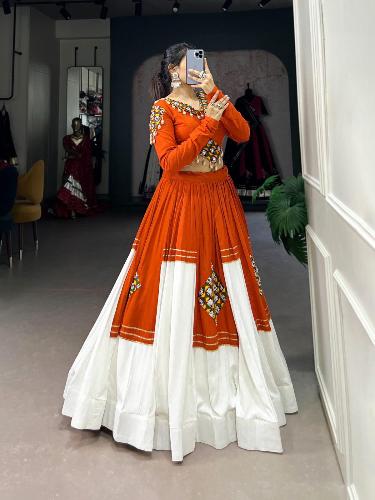 TRADITIONAL GAMTHI LEHENGA CHOLI FOR GARBA