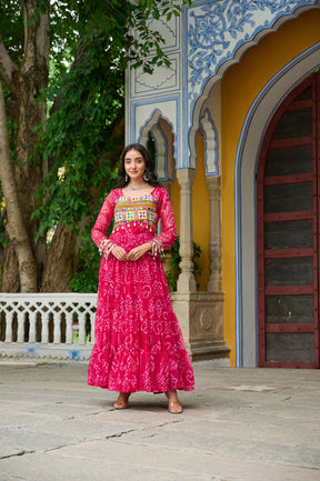 BANDHANI PRINT KUTCHI PATCHWORK GOWN