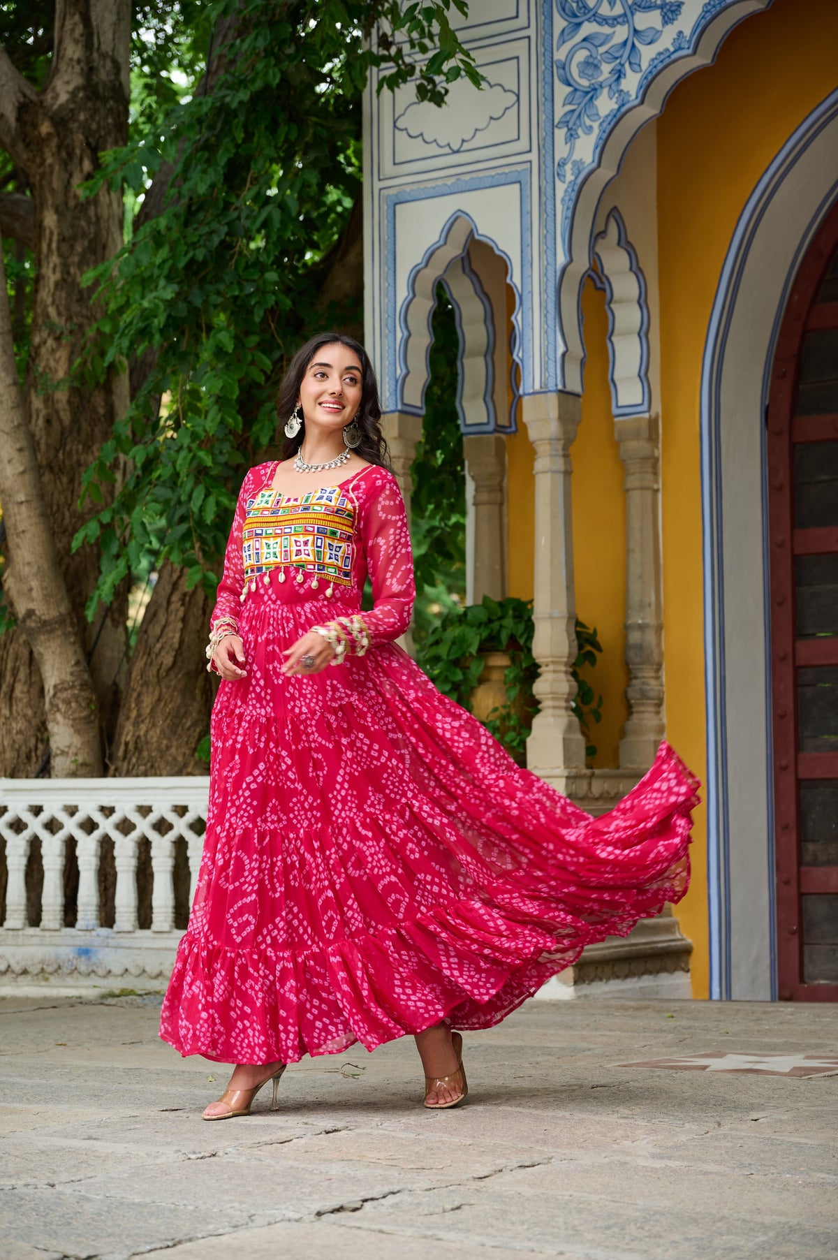 BANDHANI PRINT KUTCHI PATCHWORK GOWN