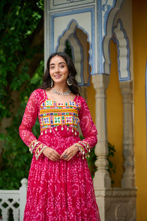 BANDHANI PRINT KUTCHI PATCHWORK GOWN