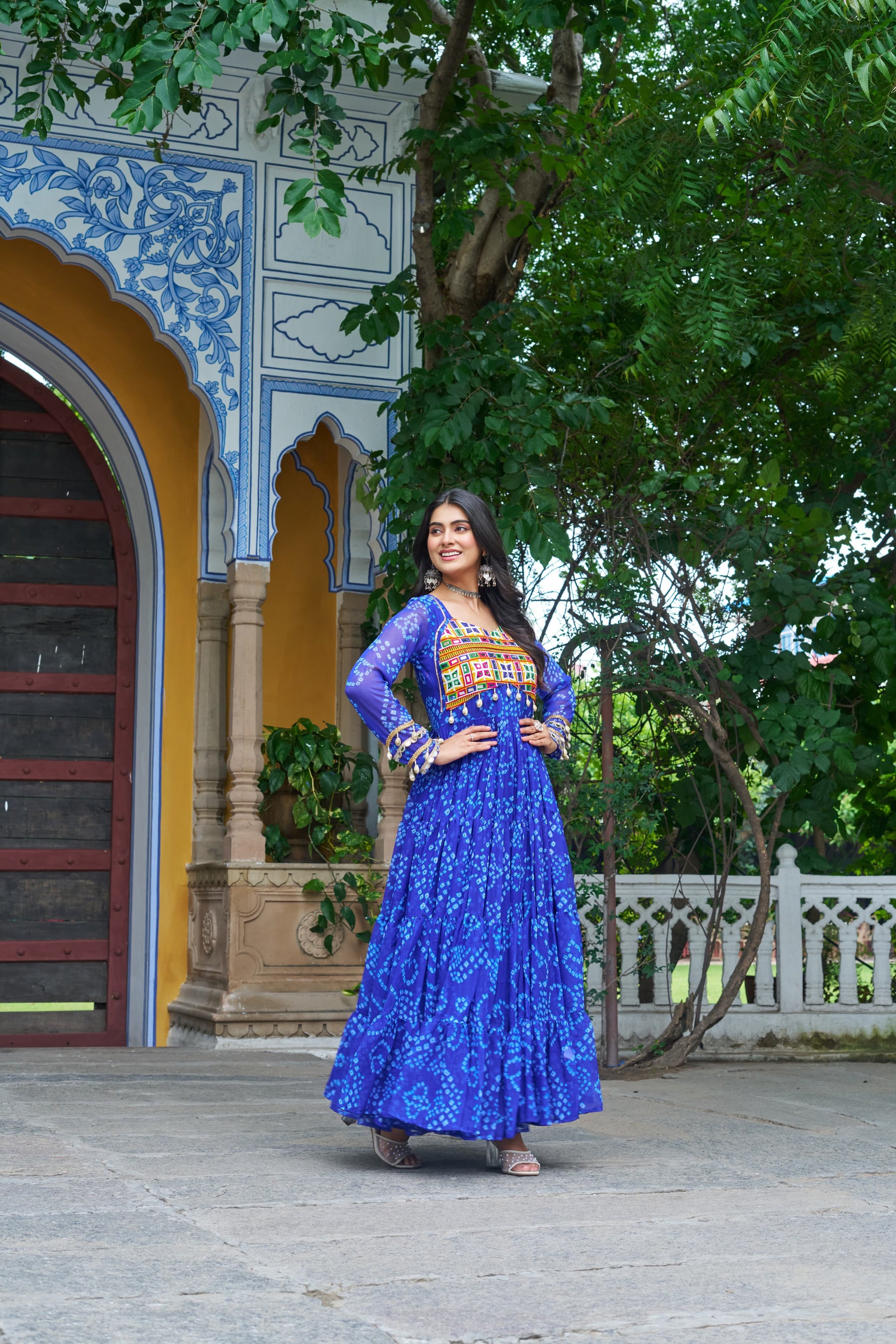BANDHANI PRINT KUTCHI PATCHWORK GOWN