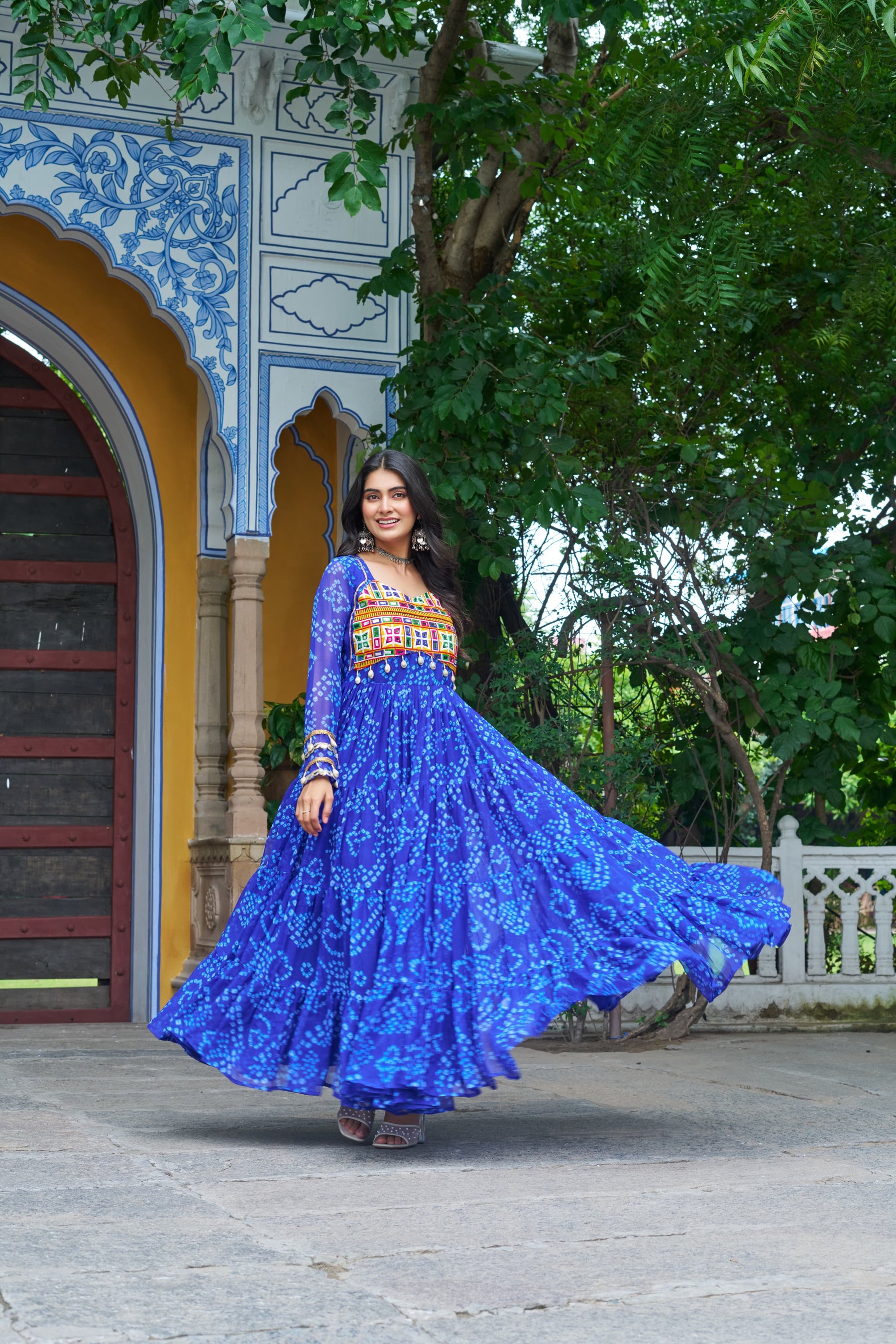 BANDHANI PRINT KUTCHI PATCHWORK GOWN