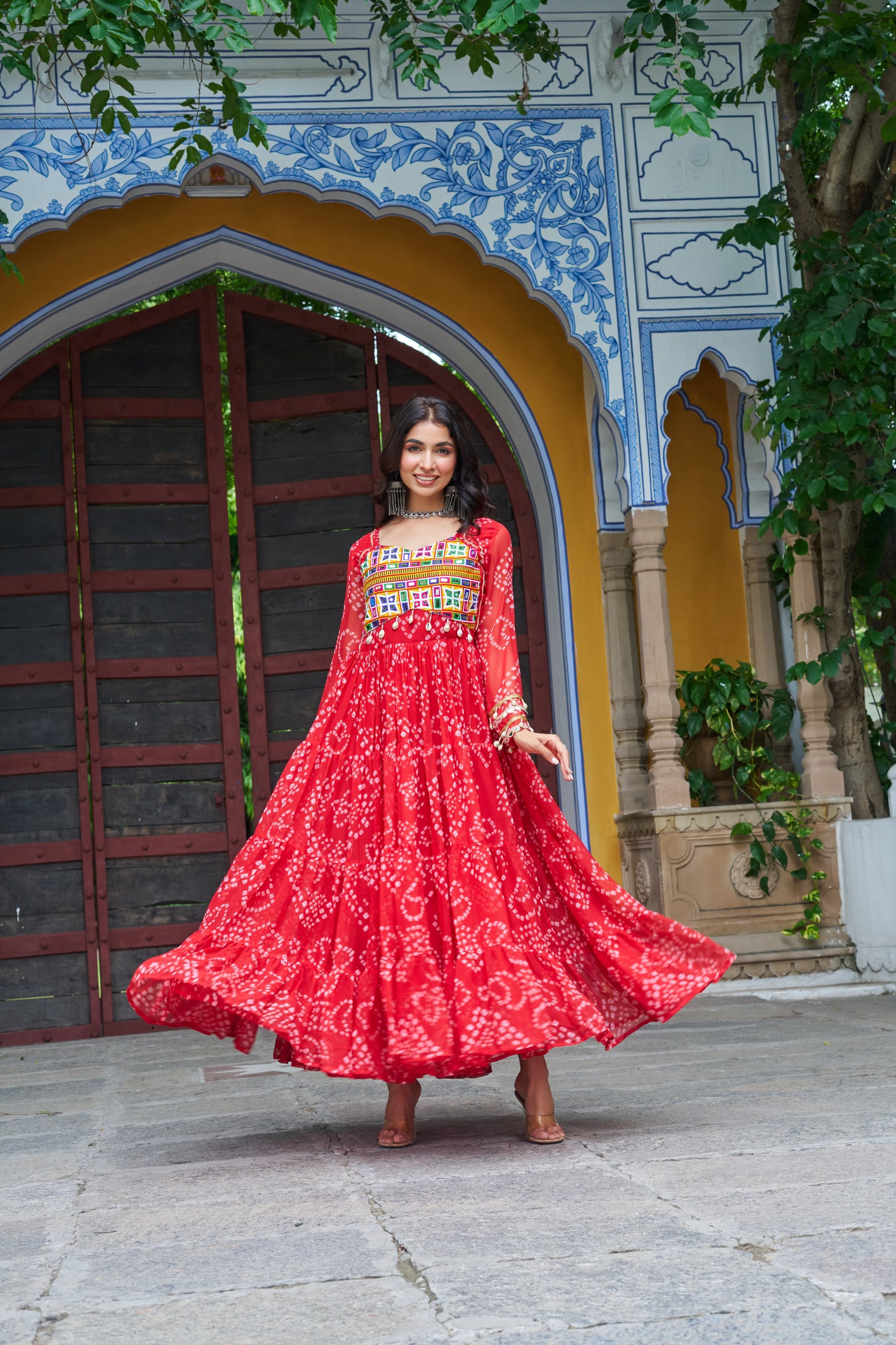 BANDHANI PRINT KUTCHI PATCHWORK GOWN