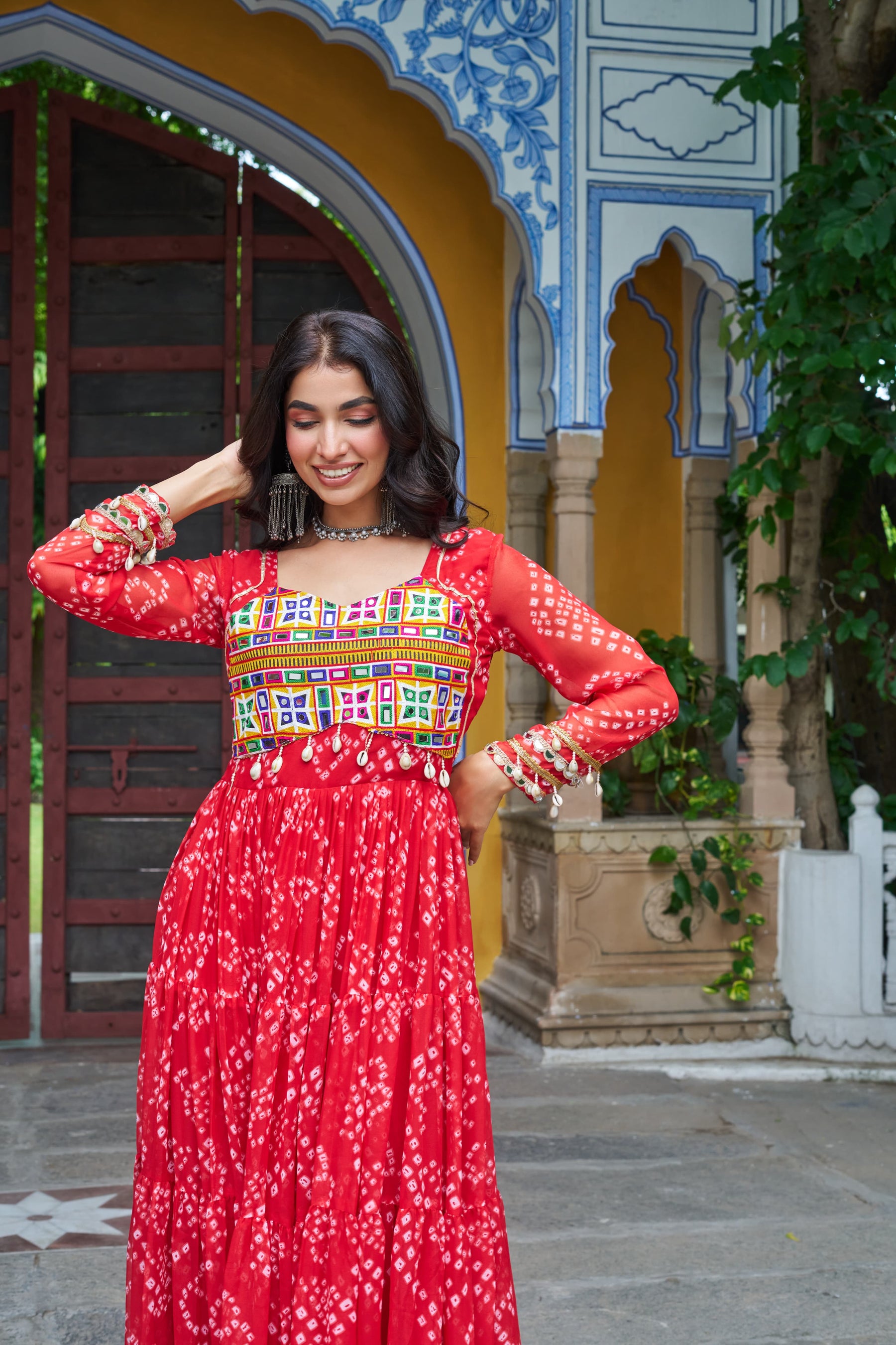 BANDHANI PRINT KUTCHI PATCHWORK GOWN