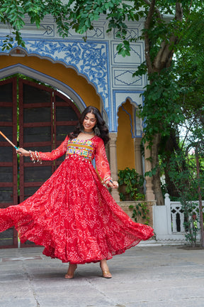 BANDHANI PRINT KUTCHI PATCHWORK GOWN