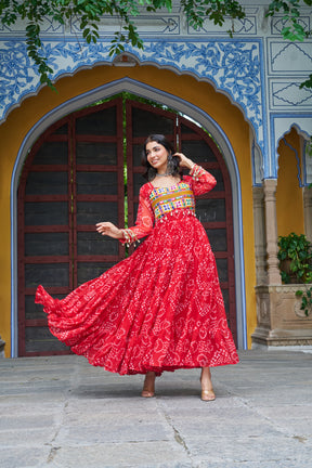 BANDHANI PRINT KUTCHI PATCHWORK GOWN