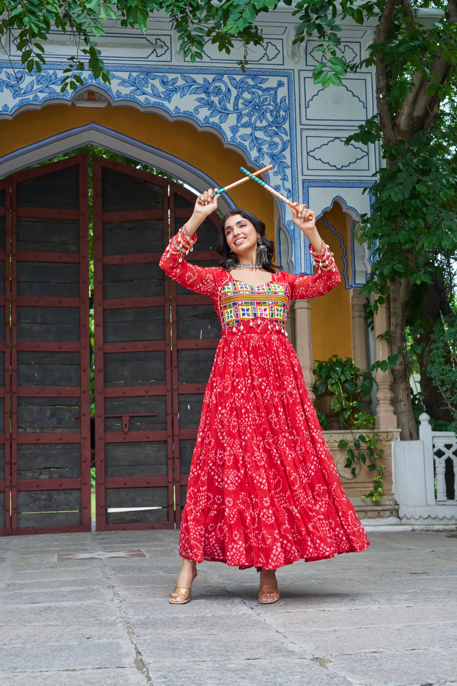 BANDHANI PRINT KUTCHI PATCHWORK GOWN