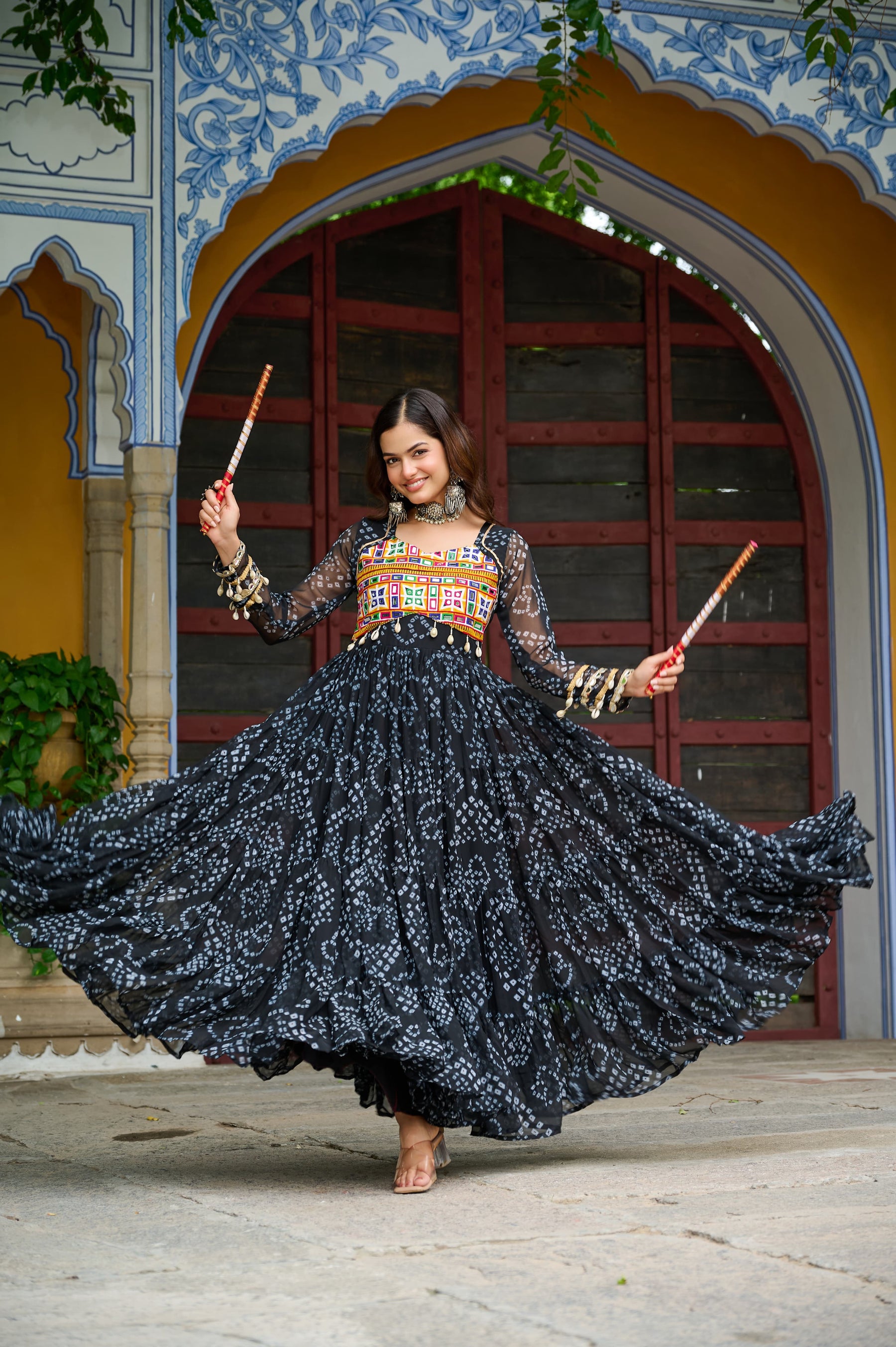 BANDHANI PRINT KUTCHI PATCHWORK GOWN