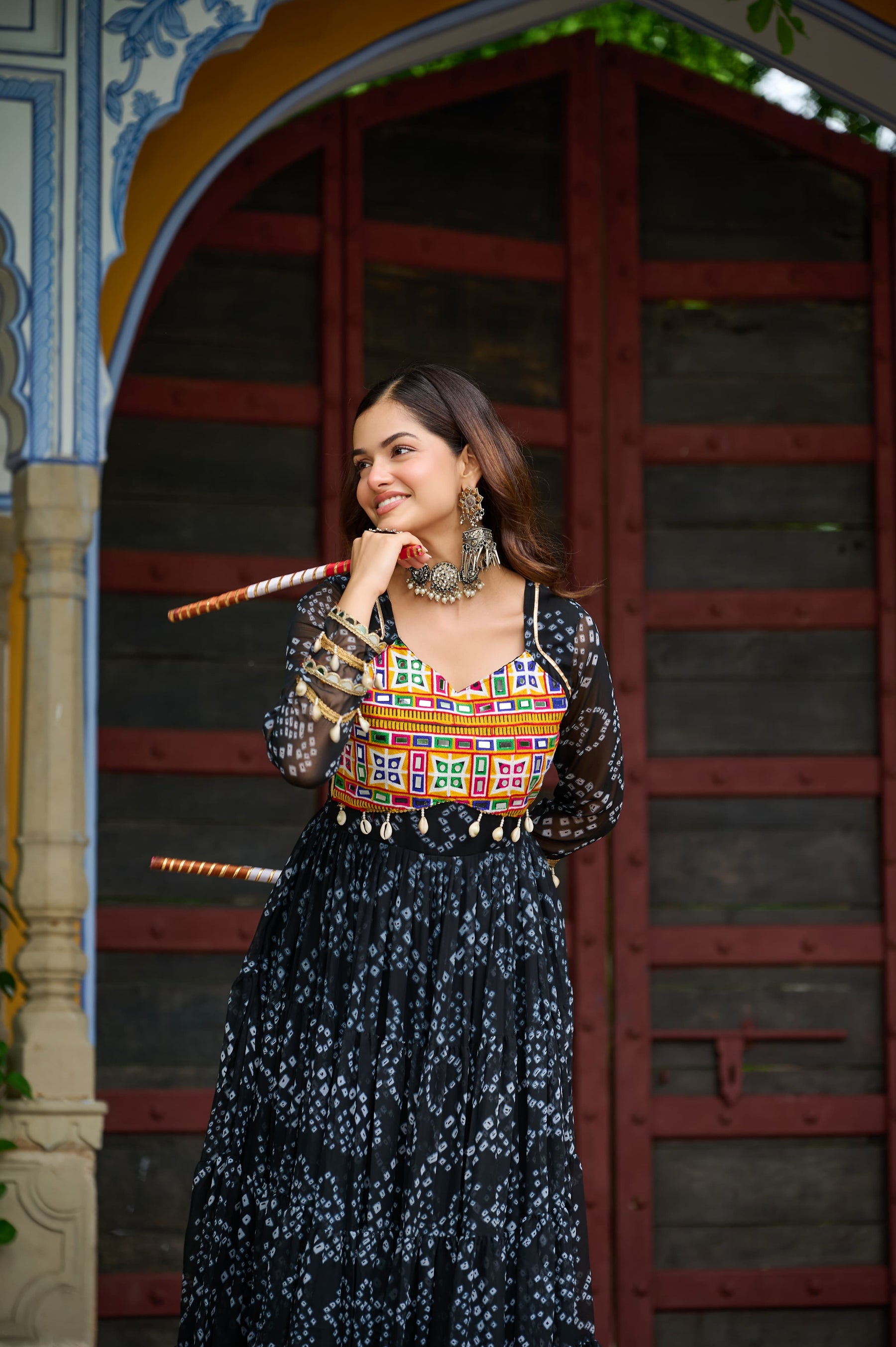 BANDHANI PRINT KUTCHI PATCHWORK GOWN