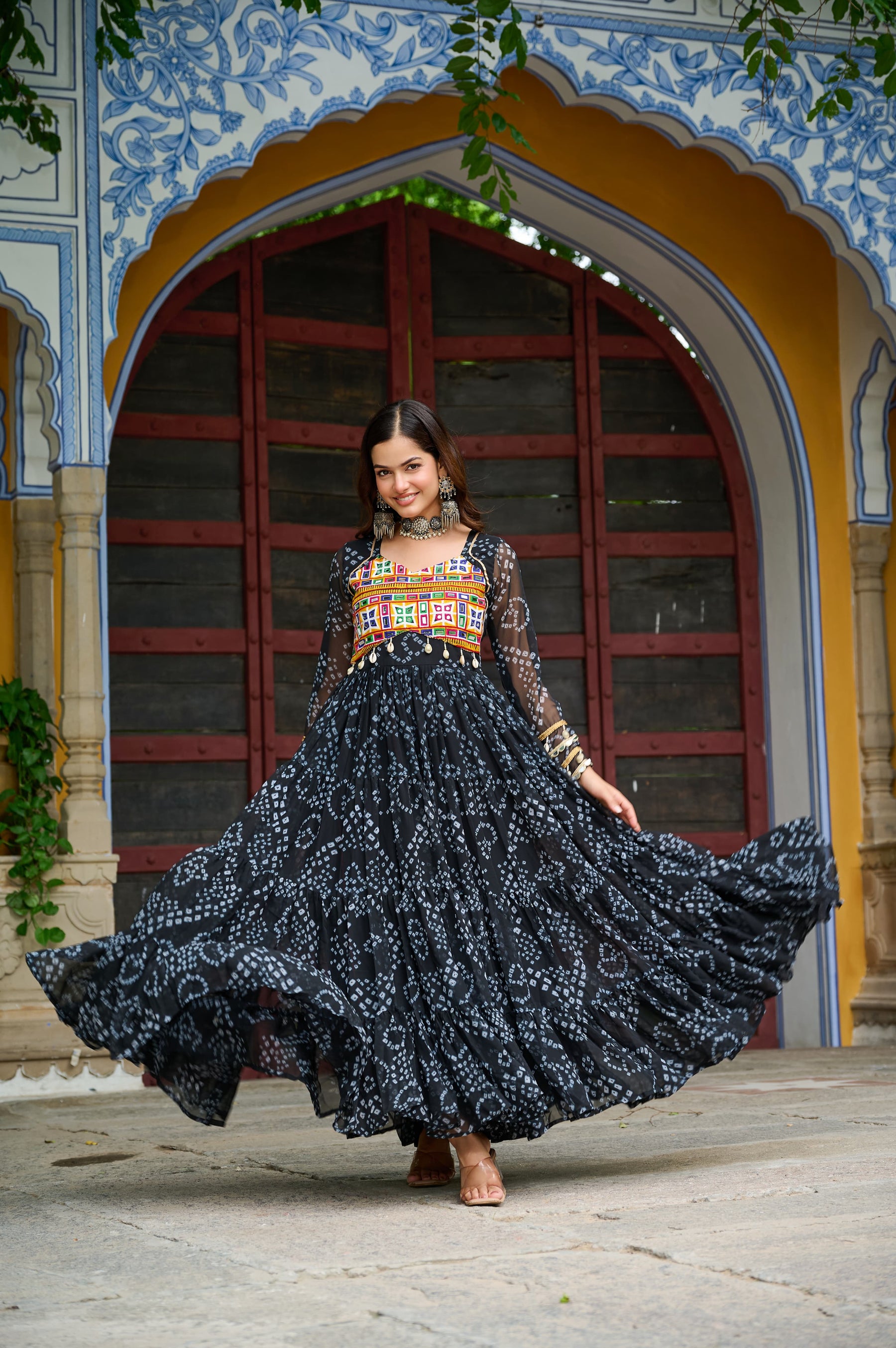 BANDHANI PRINT KUTCHI PATCHWORK GOWN