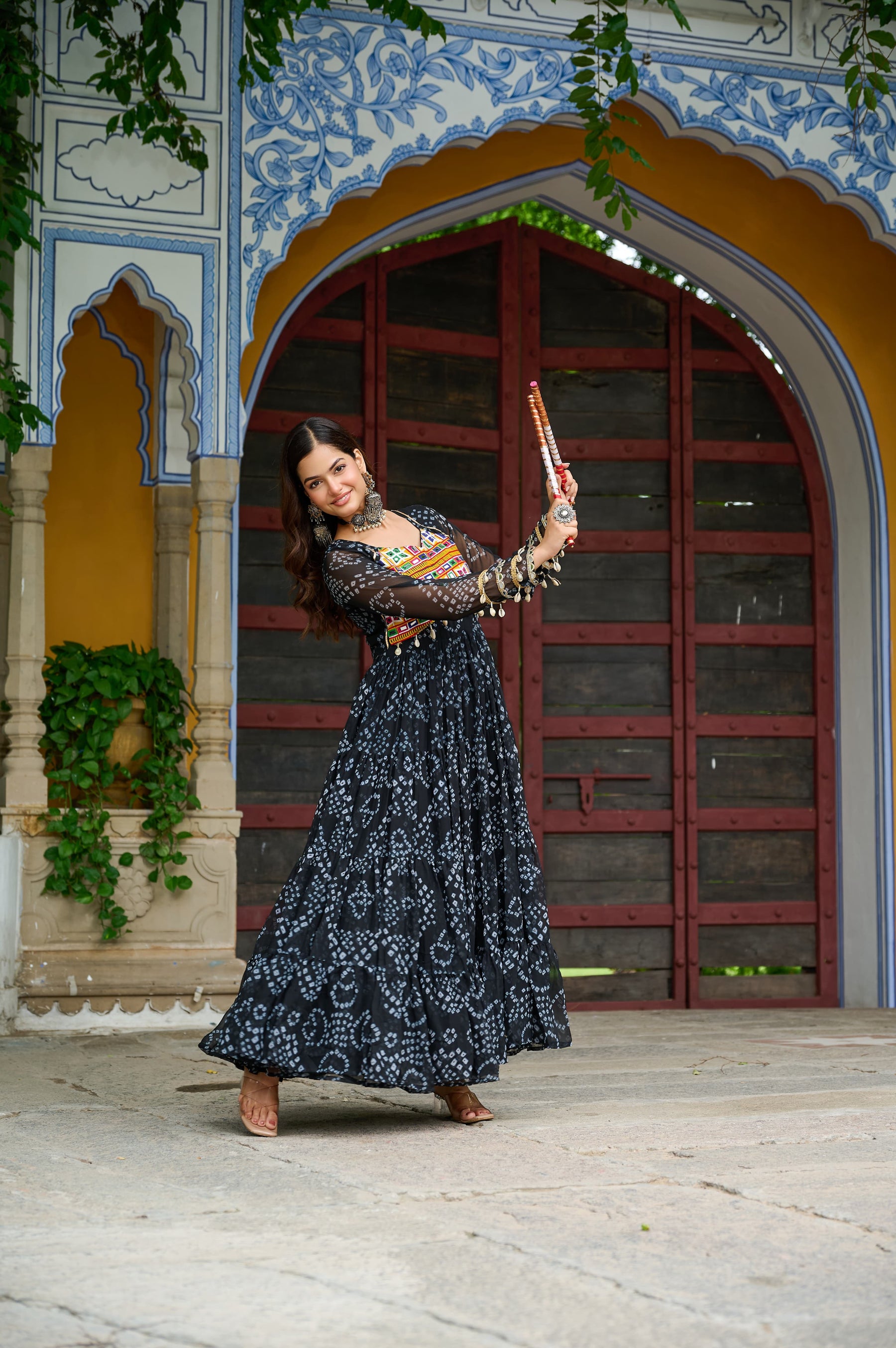 BANDHANI PRINT KUTCHI PATCHWORK GOWN