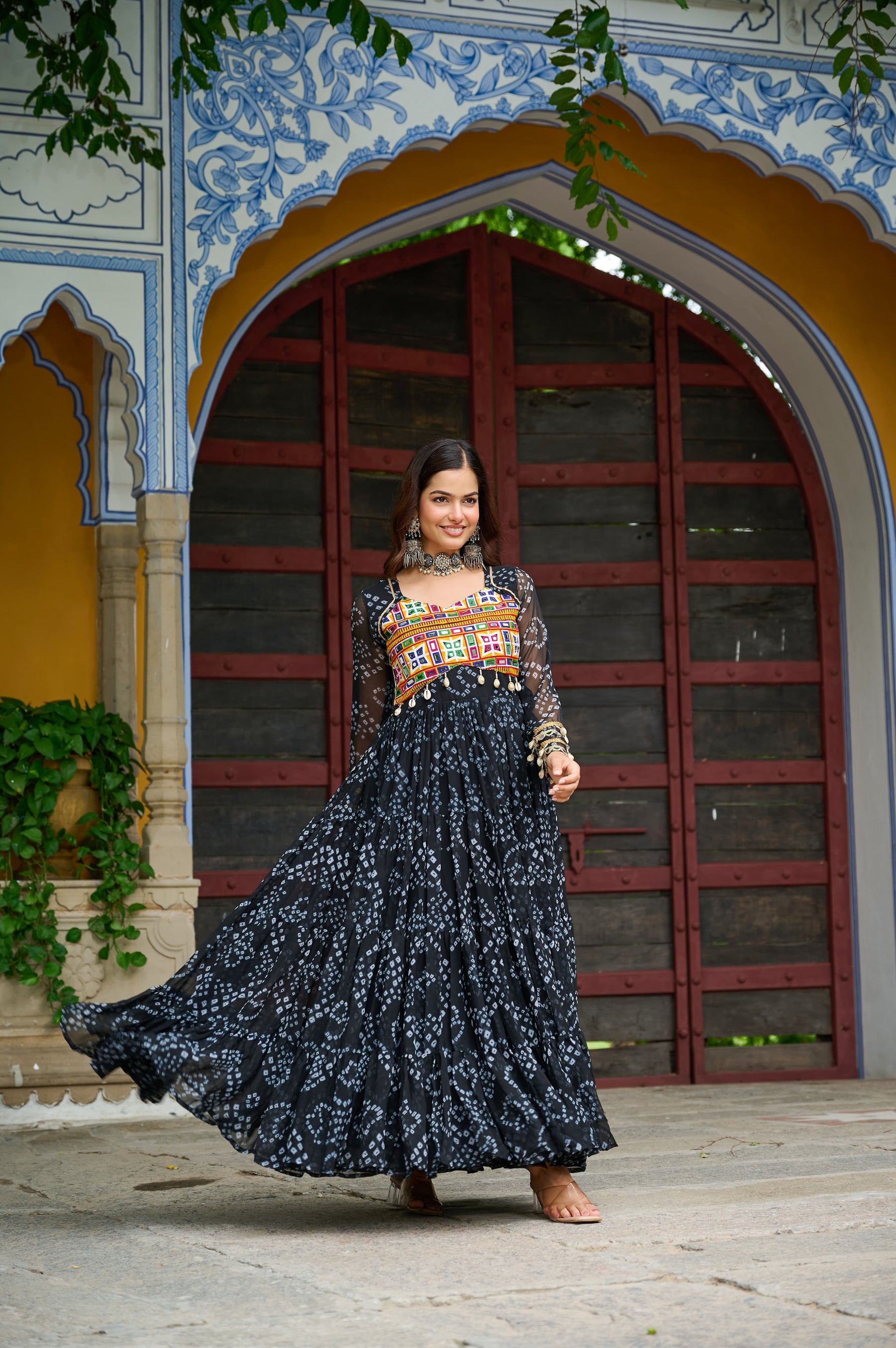 BANDHANI PRINT KUTCHI PATCHWORK GOWN