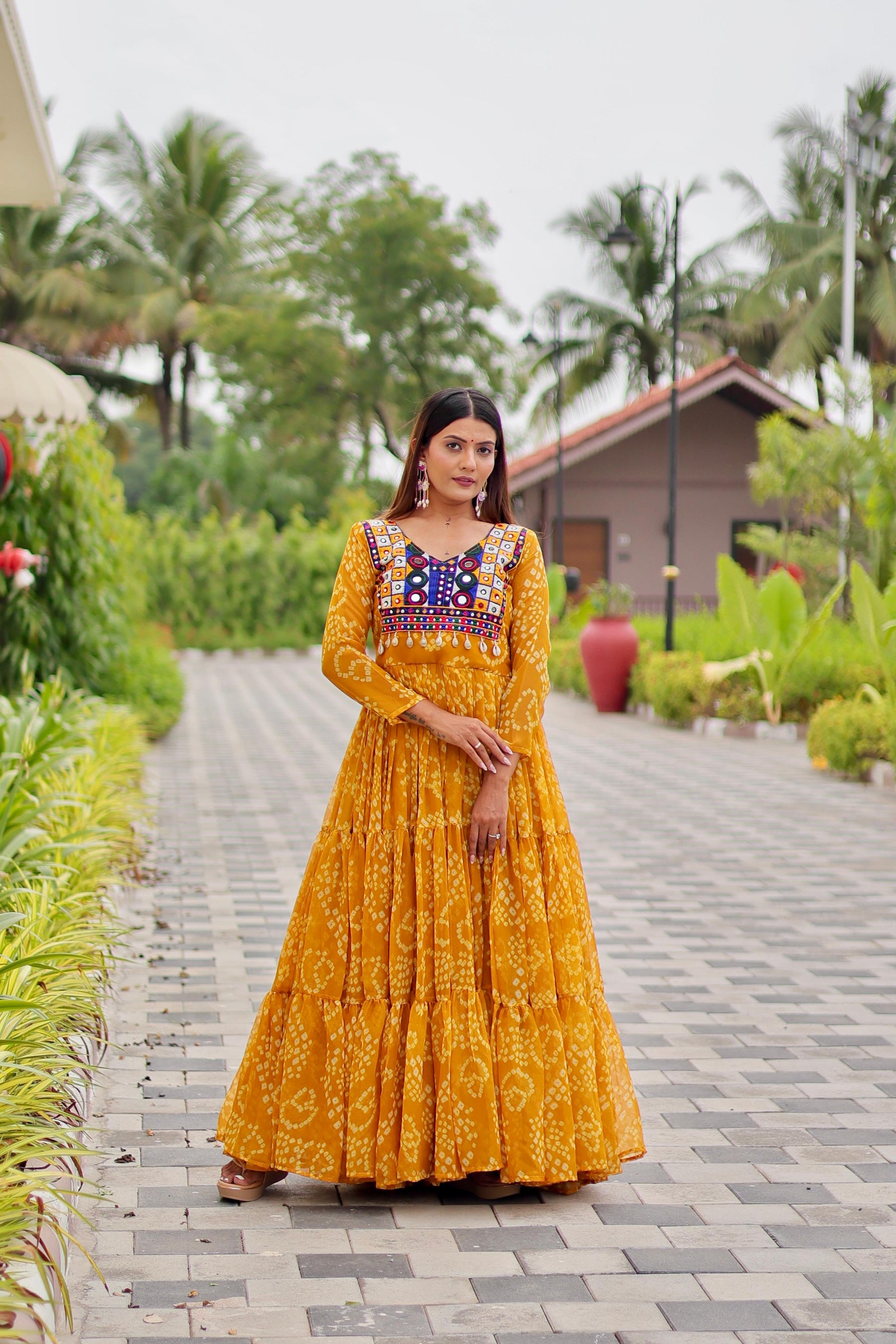 NAVRATRI GOWN WITH REAL MIRROR & KODI LACE